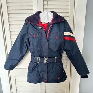 Vintage Polaris Ski/Snowmobile Jacket with Red & Cream Sleeve Stripe